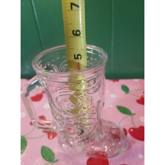 Vintage Western Cowboy/Cowgirl Boot Clear Glass Beer Mug Stein With Handle 6" - Picture 3 of 7